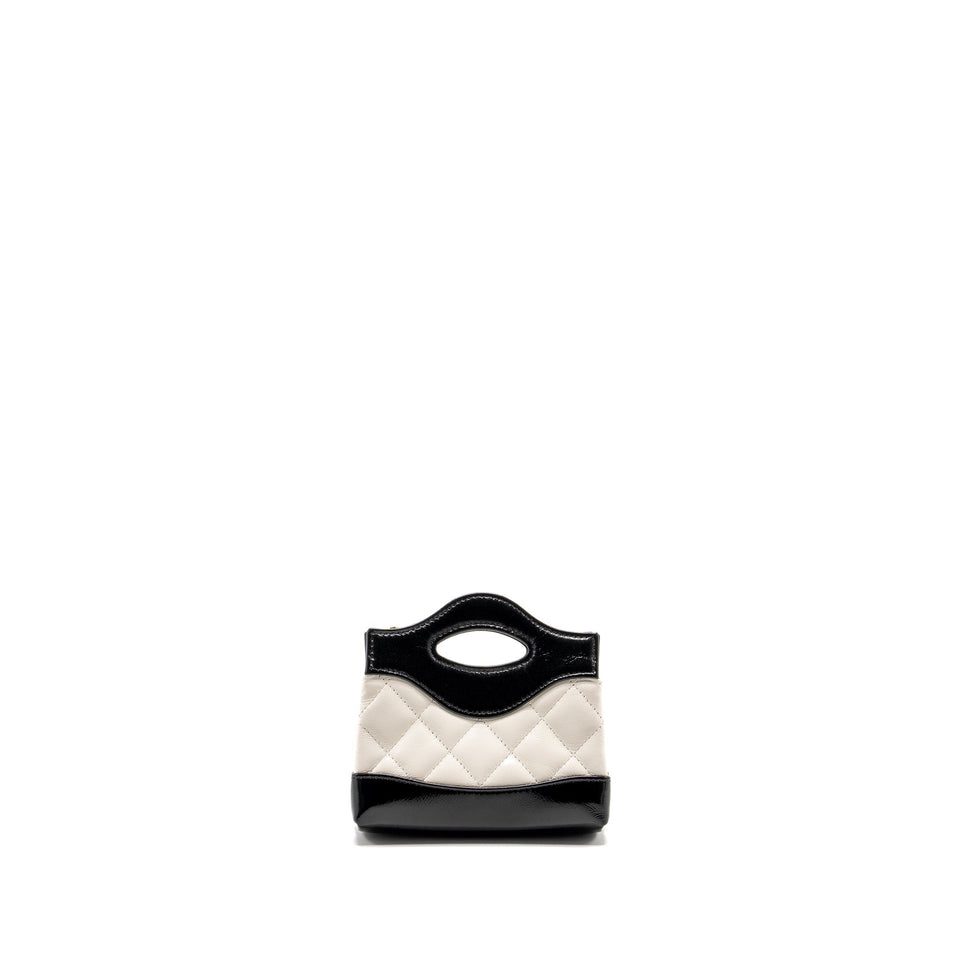 Chanel 31 Nano Clutch with Chain Shiny Lambskin White/Black L (Microchip)
