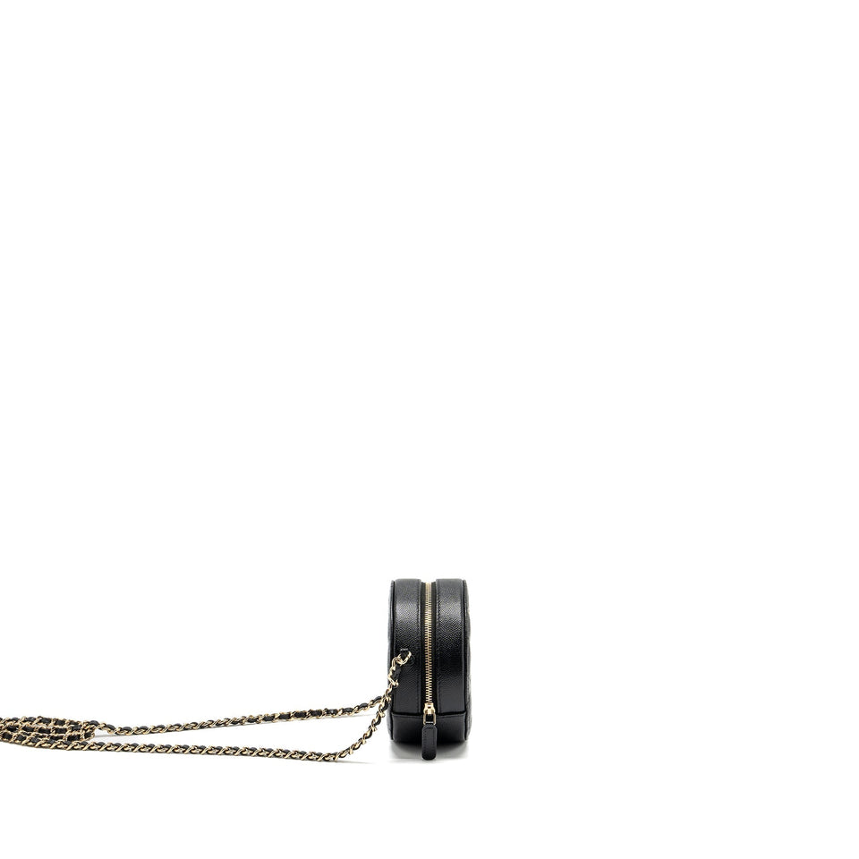 Chanel Round Clutch with Chain Caviar Black L