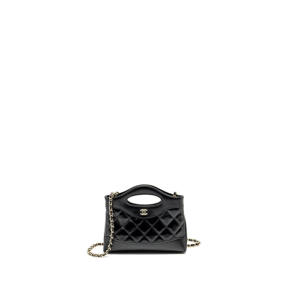 Chanel mini 31 Clutch with Chain Shiny Calfskin Black L (Microchip)
