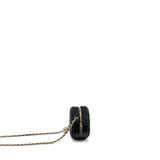 Chanel Pearl Crush Round Clutch Quilted Velvet Black L