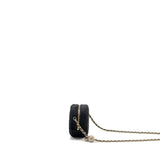 Chanel Pearl Crush Round Clutch Quilted Velvet Black L