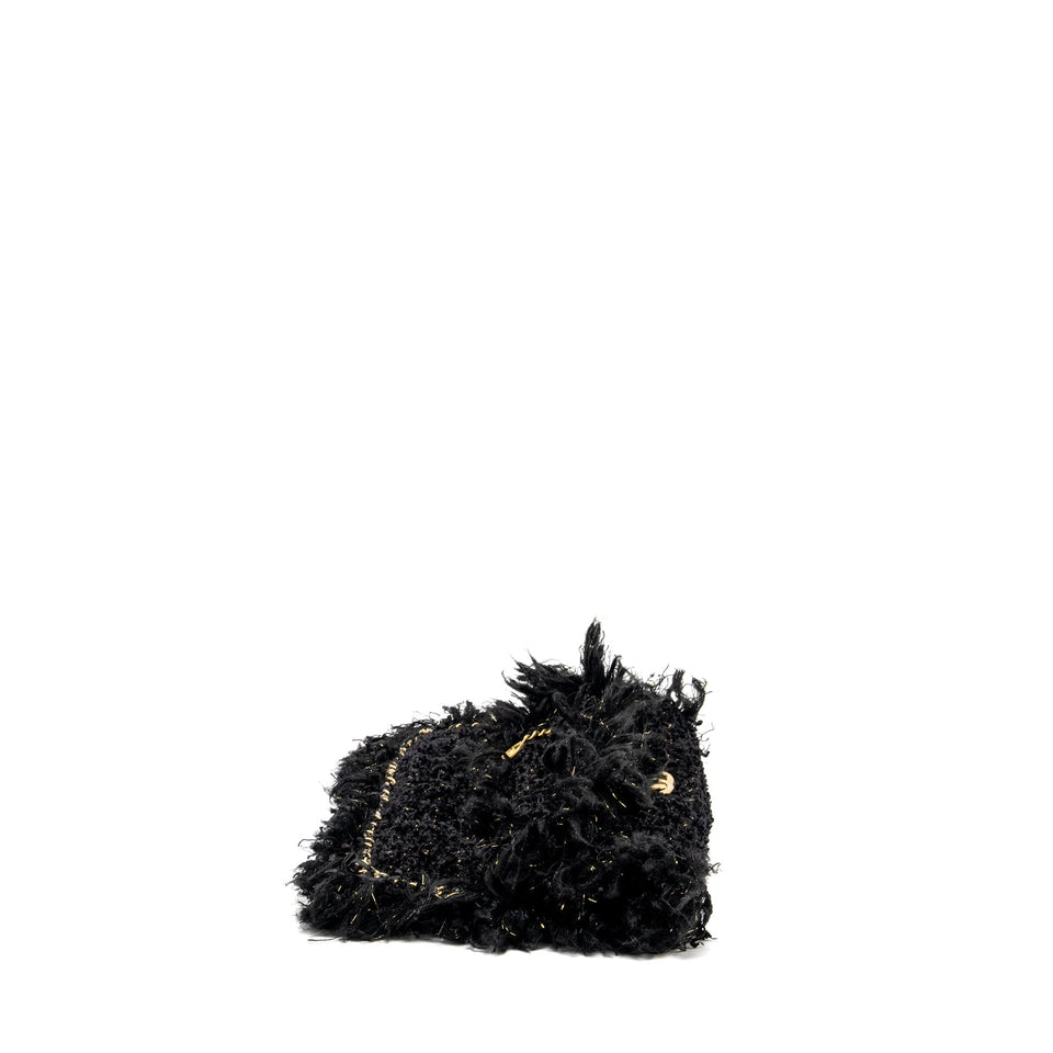 Chanel Fringe Paris Cosmopolite Clutch Tweed Black