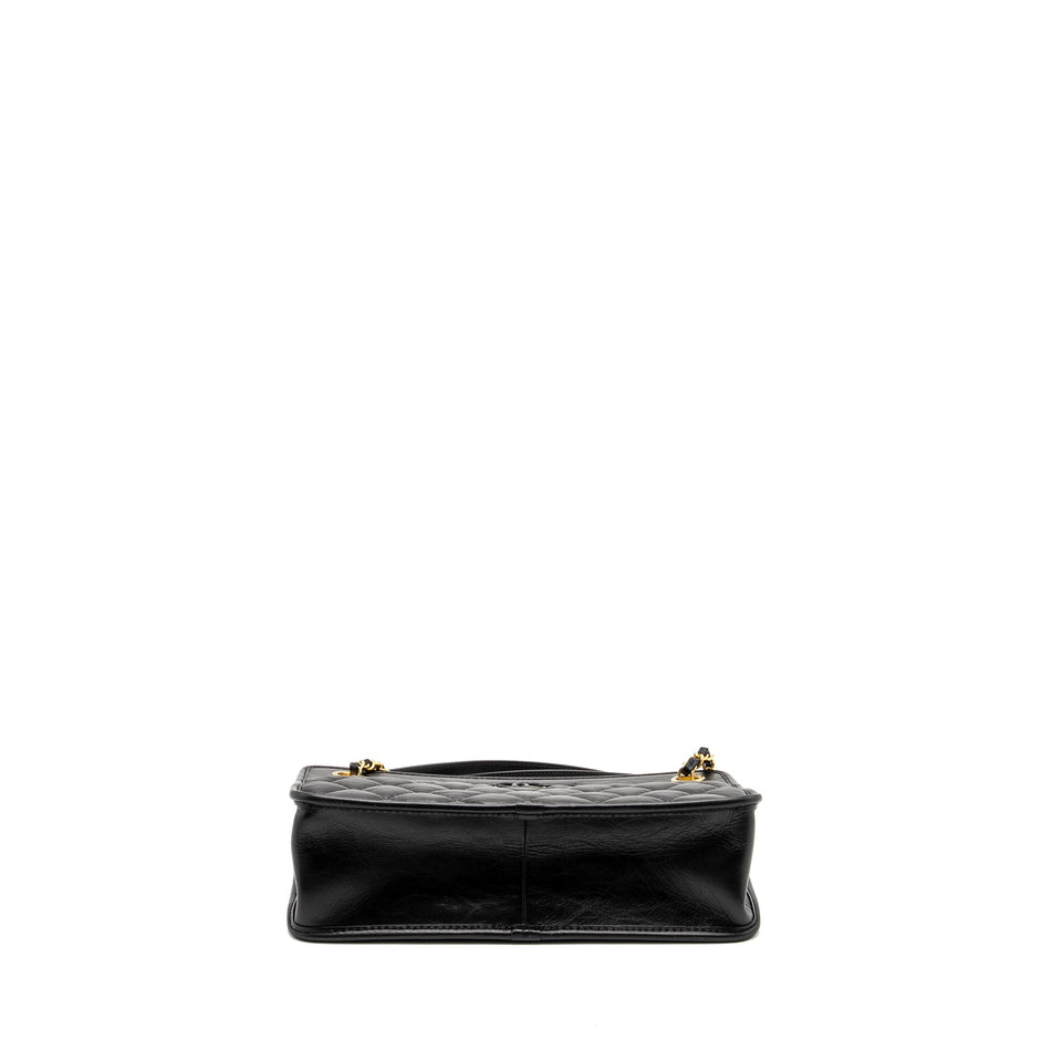 Chanel 23S Clutch Bag With Chain Calfskin Black Brush  (microchip)
