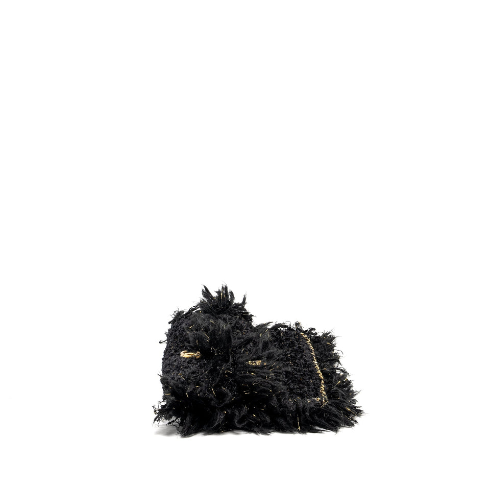 Chanel Fringe Paris Cosmopolite Clutch Tweed Black