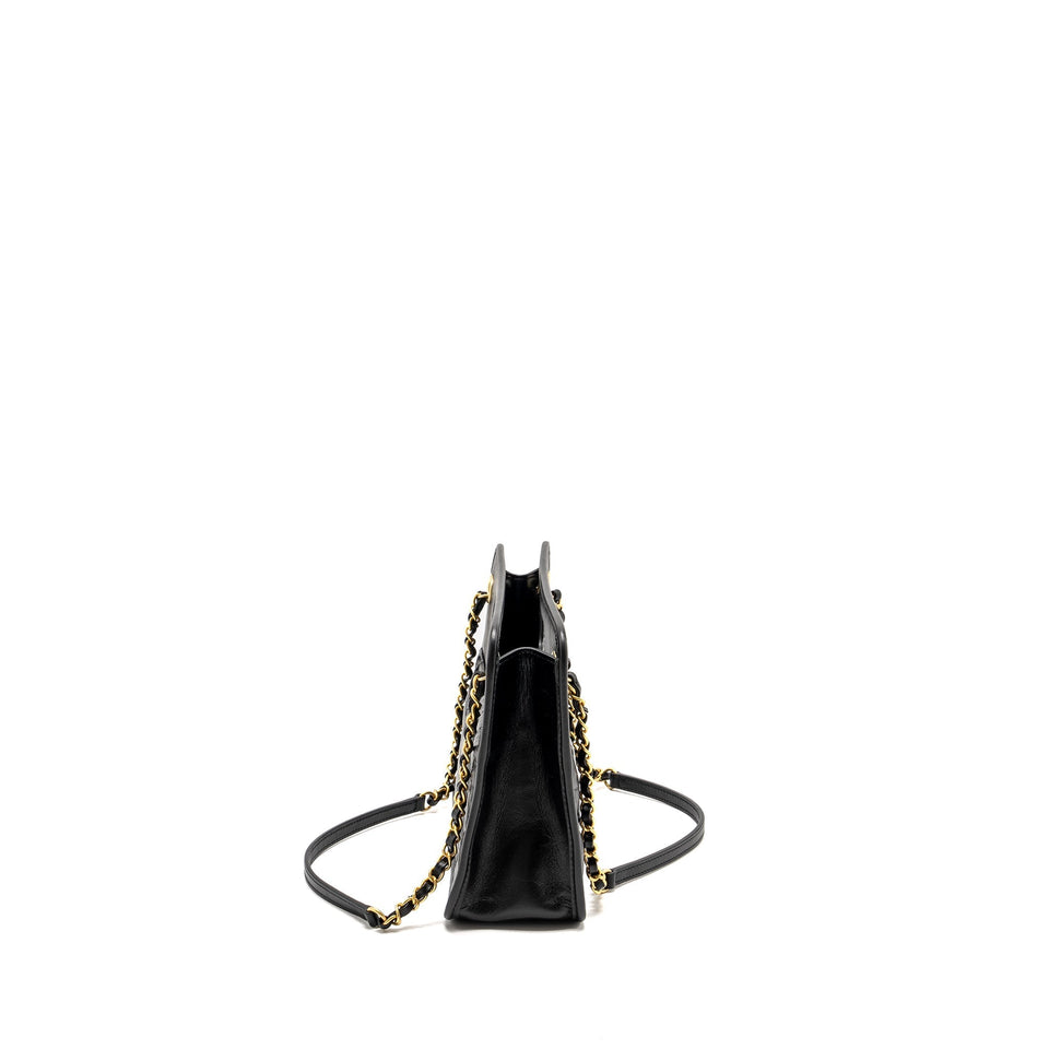 Chanel 23S Clutch Bag With Chain Calfskin Black Brush  (microchip)