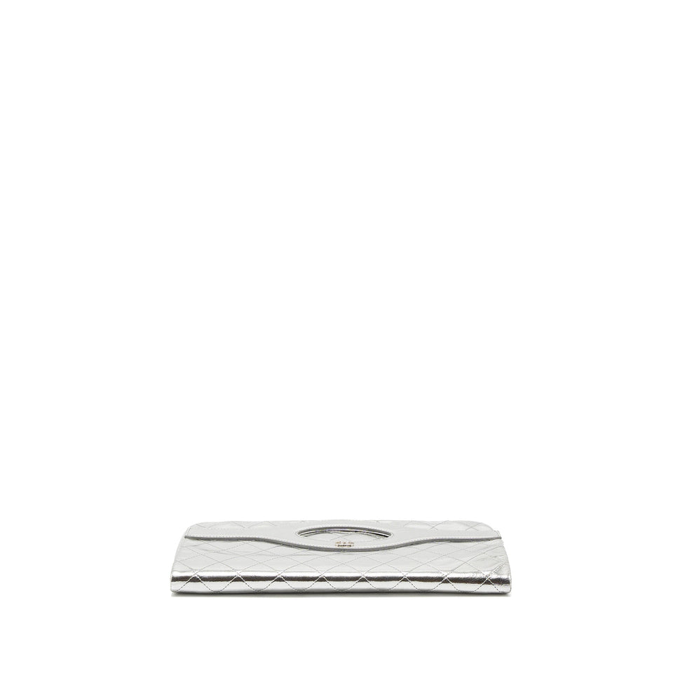 Chanel 31 Clutch Bag Goatskin Metallic Silver