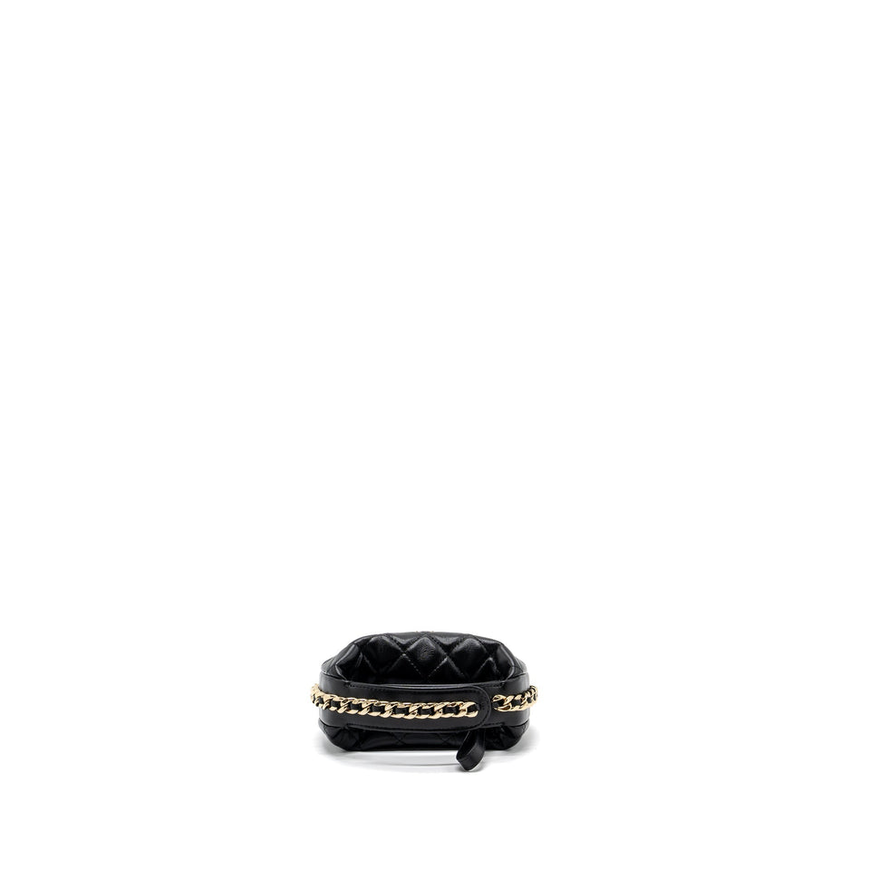 Chanel 23C round Clutch lambskin black  (microchip)