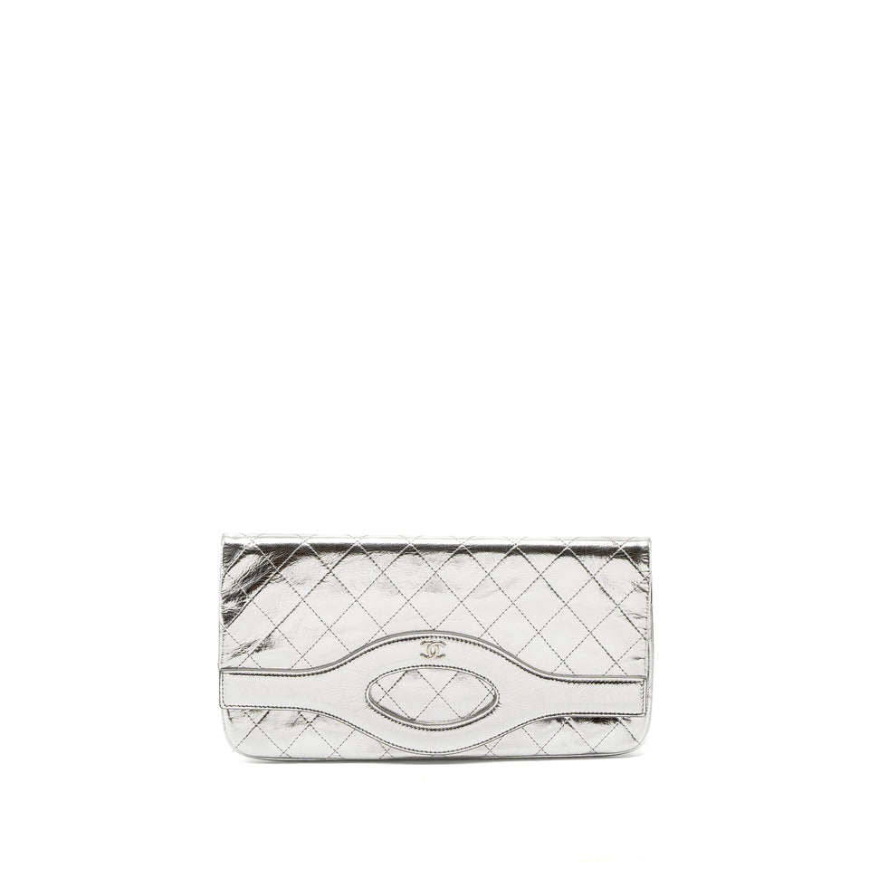 Chanel 31 Clutch Bag Goatskin Metallic Silver