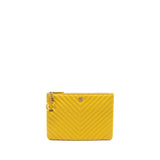 Chanel Chevron zip pouch / clutch lambskin yellow L
