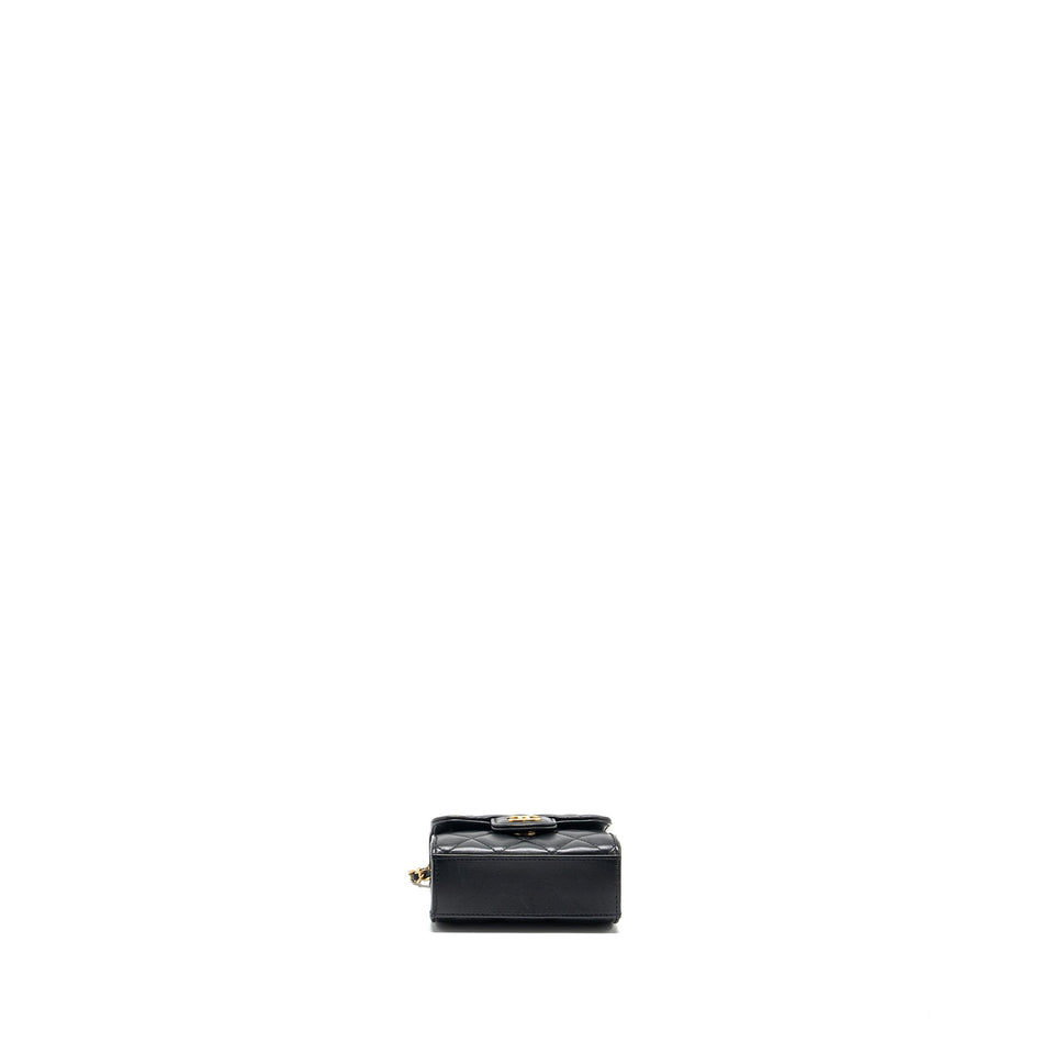 Chanel 22B Top Handle Mini Flap Clutch Lambskin black  (Microchip)
