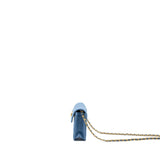 Chanel Mini Vertical Flap Clutch With Chain Denim Blue  (microchip)