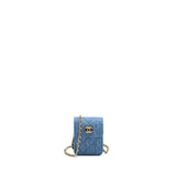 Chanel Mini Vertical Flap Clutch With Chain Denim Blue  (microchip)