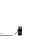 Chanel Limited Edition Charm Round Clutch With Chain Lambskin Black