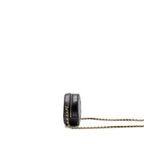 Chanel Limited Edition Charm Round Clutch With Chain Lambskin Black