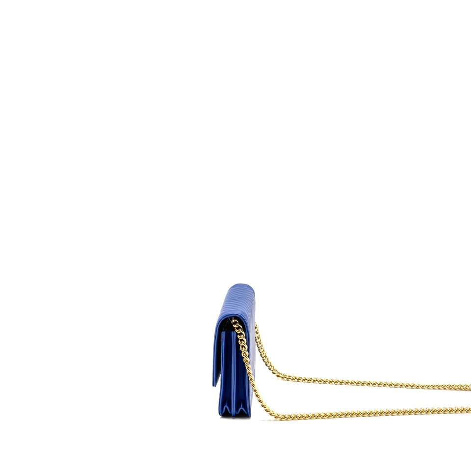 Chanel Boy Clutch with Chain  Chervon Lambskin Blue