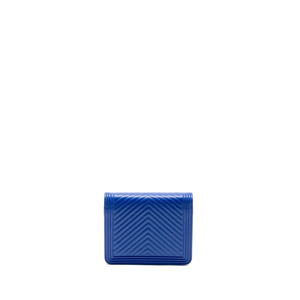 Chanel Boy Clutch with Chain  Chervon Lambskin Blue
