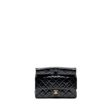 Chanel 23A classic flap clutch shiny calfskin black L (microchip)