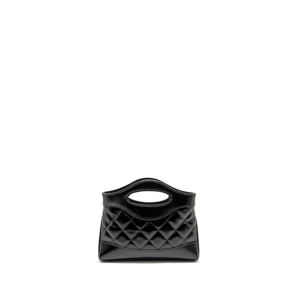 Chanel Mini 31 Clutch with Chain Shiny Lambskin Black L (Microchip)