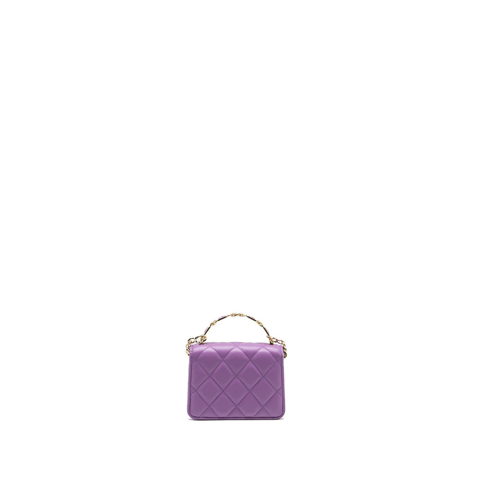 Chanel detailed top handle flap mini clutch with chain lambskin purple L (microchip)