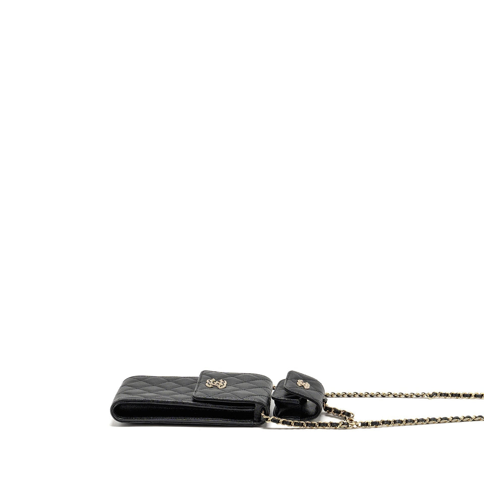 Chanel Classic Phone Clutch with Pouch on Chain Caviar Black L