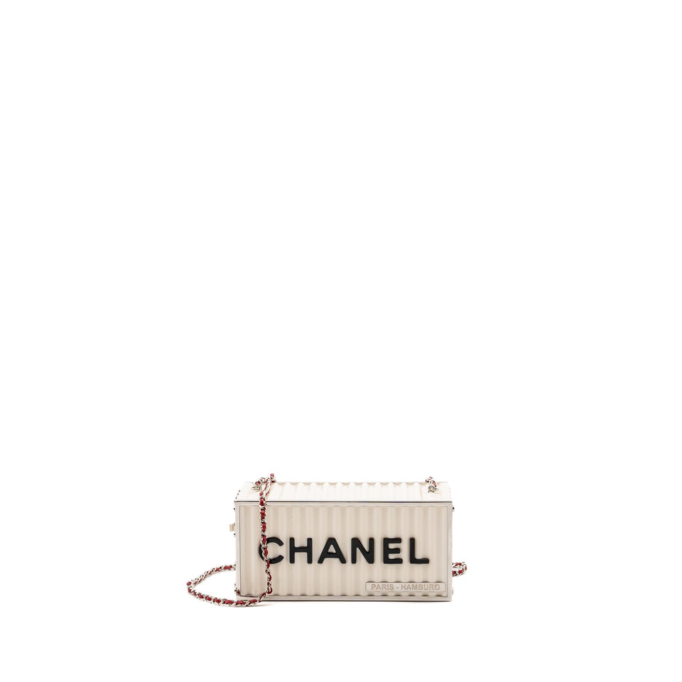 Chanel Paris-Hamburg runway container clutch bag white / black / red