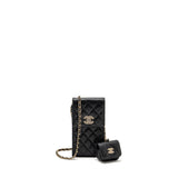 Chanel Classic Phone Clutch with Pouch on Chain Caviar Black L
