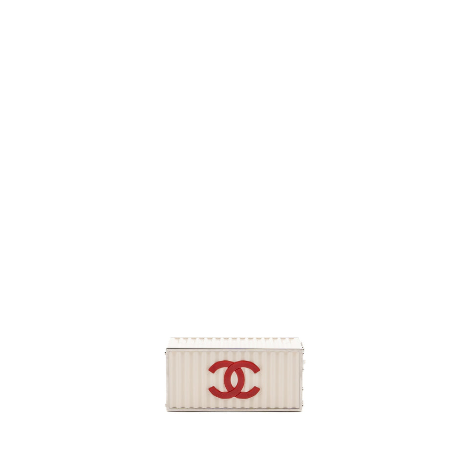 Chanel Paris-Hamburg runway container clutch bag white / black / red