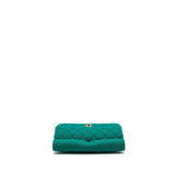 Chanel 23a Classic Flap Clutch Fabric Green L(Microchip)