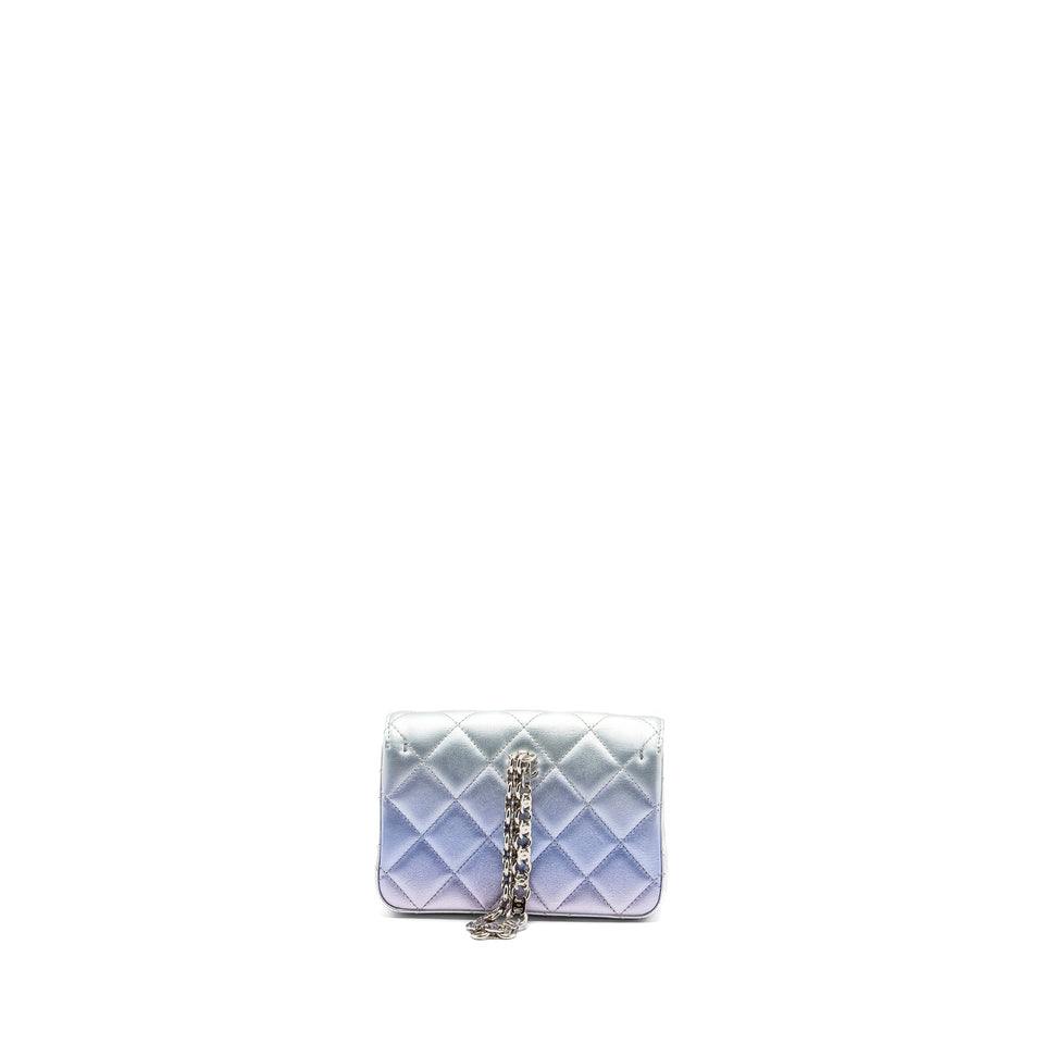 Chanel Clutch Calfskin Iridescent Multicolour with Multicolour and Silver Hardware (Microchip)