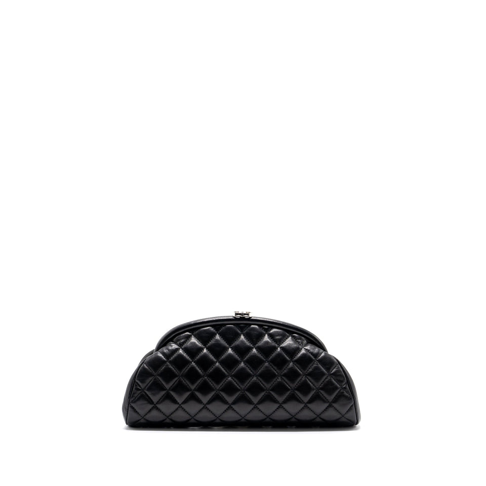 Chanel timeless kiss lock clutch evening bag lambskin Black