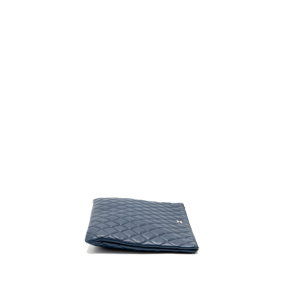 Chanel Classic Quilted Large Clutch Bag Lambskin Navy