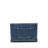 Chanel Classic Quilted Large Clutch Bag Lambskin Navy