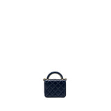 Chanel top handle mini flap Clutch Lambskin Navy L (microchip)