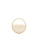 Chanel round clutch patent leather white  (microchip)