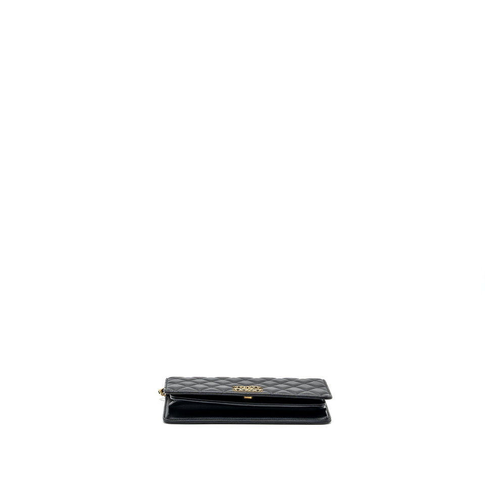 Chanel 23A clutch with chain lambskin black  (microchip)