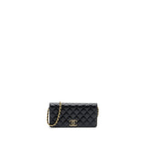 Chanel 23A clutch with chain lambskin black  (microchip)