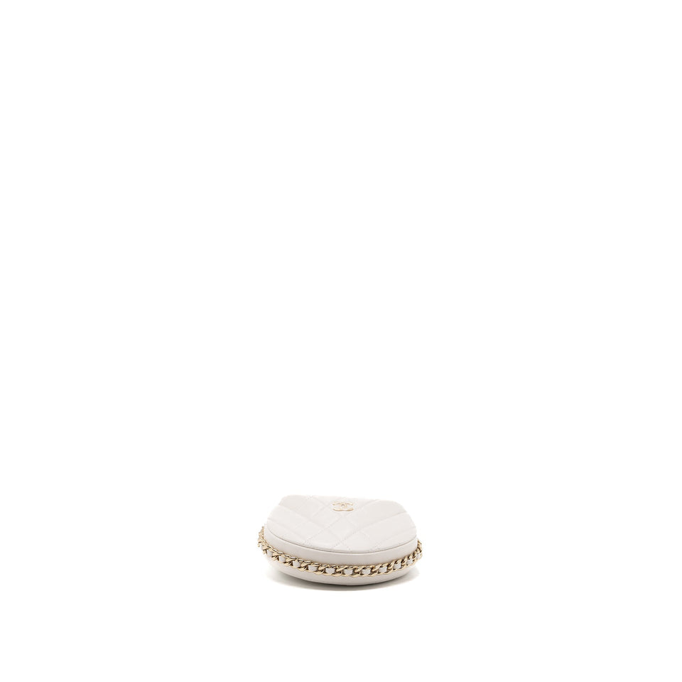 Chanel 23C round clutch lambskin white L (microchip)