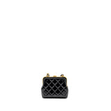Chanel 24A Bowknot Clutch With Chain patent Crumpled Lambskin/Shiny Lambskin Black  (microchip)