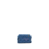 Chanel 22p Logo Printed Mini Clutch With Chain Denim Blue/Multicolour L