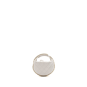 Chanel 23C round clutch lambskin white L (microchip)