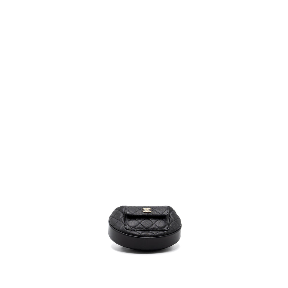 Chanel 23B round clutch caviar black  (microchip)