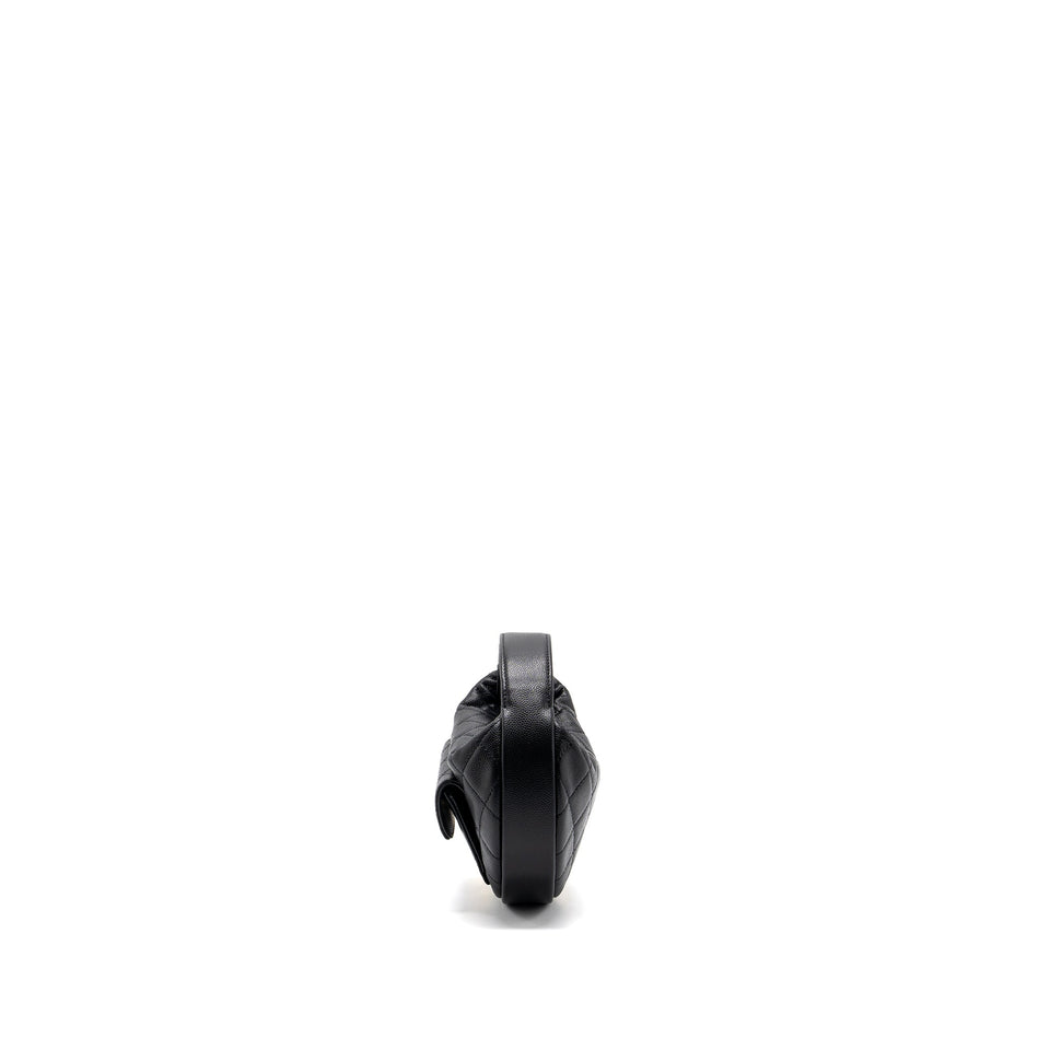 Chanel 23B round clutch caviar black  (microchip)