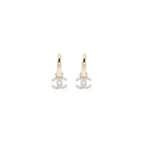 Chanel Round CC Logo Dropped Earring Crystal Light Gold Tone