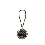 Chanel 22c Quilted Round Clutch With Chain Lambskin Black L