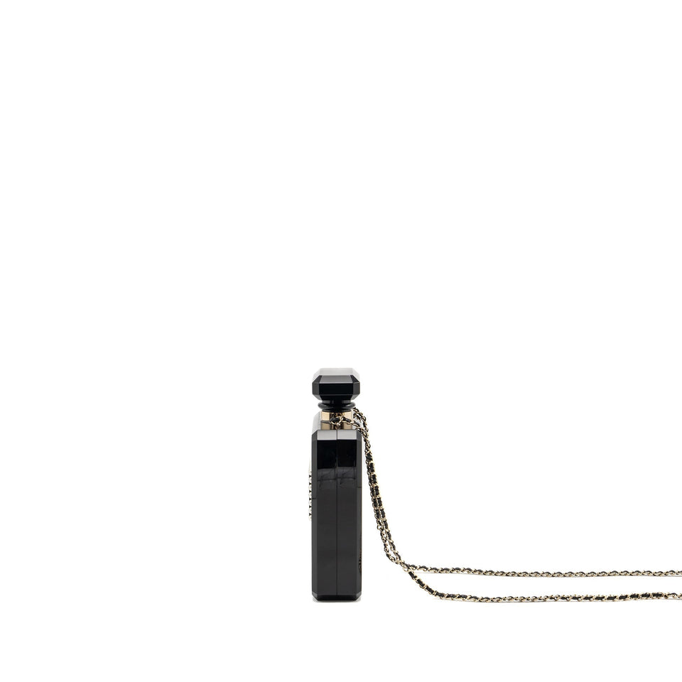 Chanel 17A Perfume Bottle Clutch Evening Bag Black / Bronze L