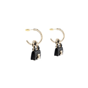 Chanel Flap Bag Dropped Earrings Black L