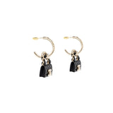 Chanel Flap Bag Dropped Earrings Black L