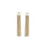 Chanel CC Logo Tassel Earrings Light Gold Tone