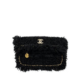 Chanel Fringe Paris Cosmopolite Clutch Tweed Black