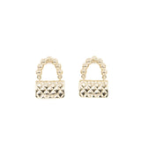Chanel Flap Bag Dropped Earrings Pearl Light Gold Tone